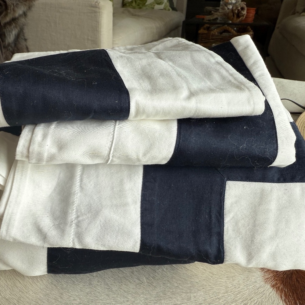 Restoration Hardware Blue Stripe Duvet Cover with Shams and Standard Pillow Case